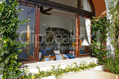 Romantic Mediterranean European style cafe