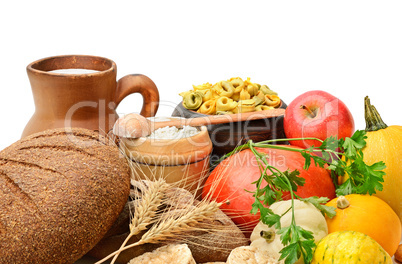 Composition of bread, milk, vegetables