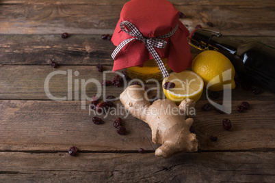 jar with honey and ginger