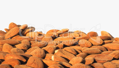 Almonds dried fruit with copy space