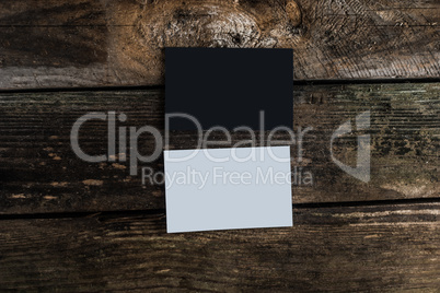 business cards on wood