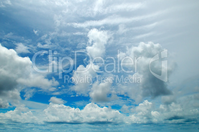 blue sky and white cumulus clouds