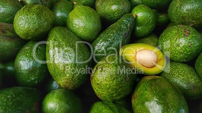 Bunch of Green Avocados