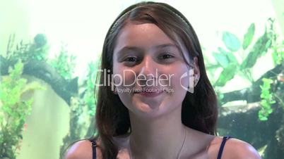 Smiling Teen Girl At Aquarium