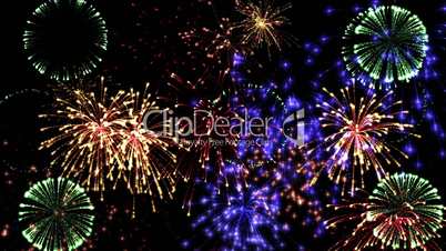 High-definition abstract fireworks video 3d render, HD 1080p
