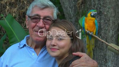 Grandfather Posing With Teen Girl