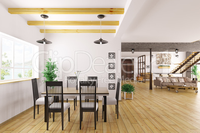 Interior of dining room 3d render
