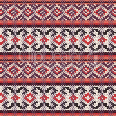 Knitted Seamless Pattern in warm hues