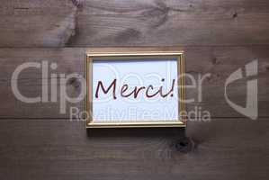 Golden Picture Frame With Copy Space Merci Mean Thank You
