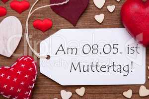 One Label, Red Hearts, Muttertag Mean Mothers Day, Macro