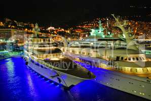Monaco harbor at night - Hafen Monaco bei Nacht