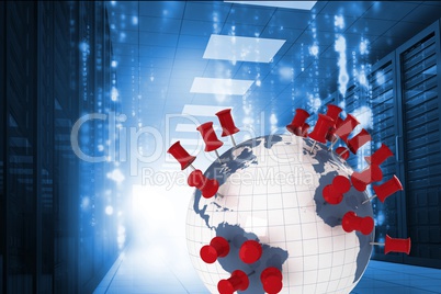 Earth graphic in server room Earth graphic in server room
