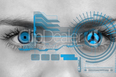 Eyes scanning a futuristic interface