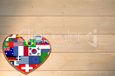 Composite image of flags heart