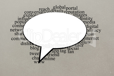 Speech bubble with social media terms