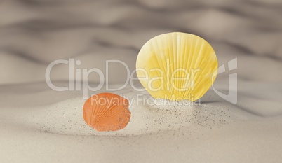 color seashell on sand render