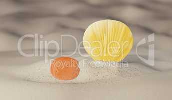 color seashell on sand render