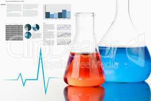 Composite image of flask heartbeat and graph