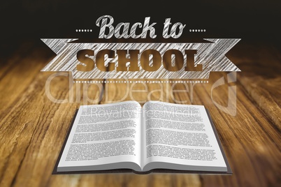 Back to school graphic with open book