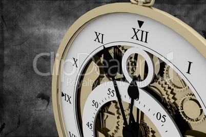 Roman numeral clock on black background