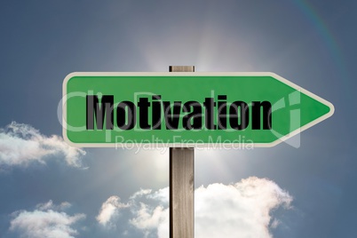 Composite image of green motivation sign