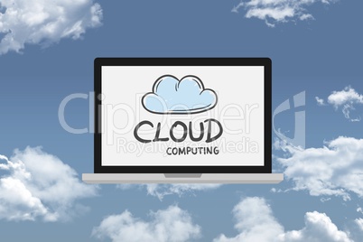 Cloud computing on laptop in sky