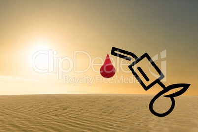 Composite image of arid desert of oil