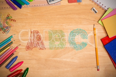 Table with colored pencils
