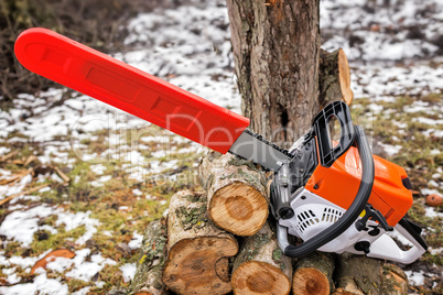 Chainsaw and cut tree branches.