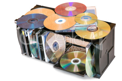 Compact discs in the storage container.