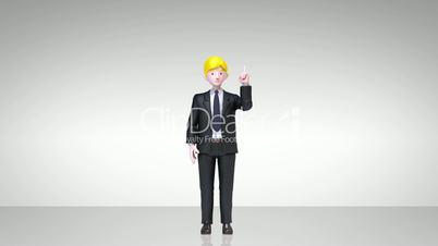 businessman character showing presentation, gesture pointing 2(included alpha)