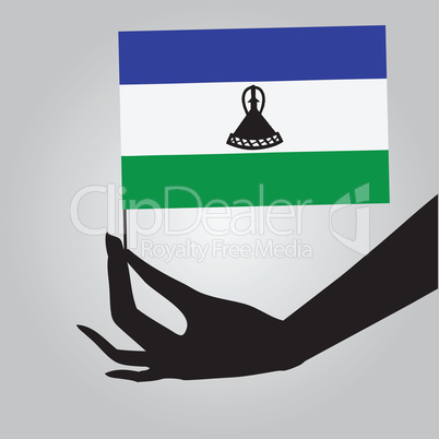 Hand with flag Lesotho