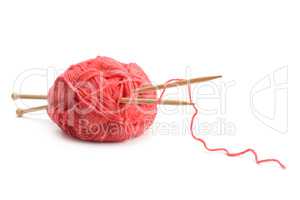 Woolen balls and knitting needles