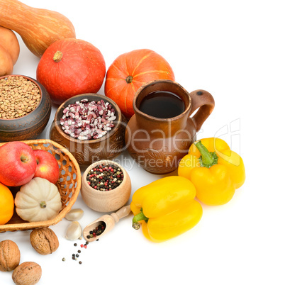 Collection of food isolated white