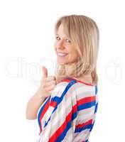 woman showing thumb up