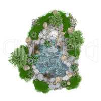 Decorative pond on a white background