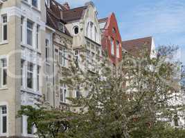 Fassade eines Altbaugebäudes in Kiel, Deutschland