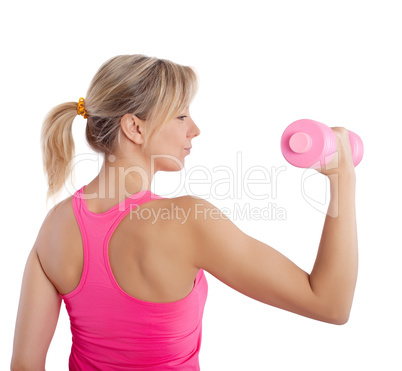 woman exercising with dumbbell woman exercising with dumbbell