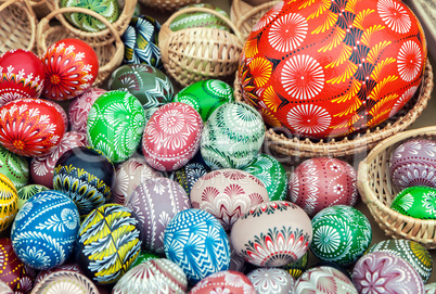 Pile of colorful Easter eggs