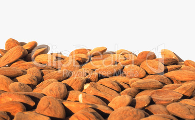 Almonds dried fruit with copy space