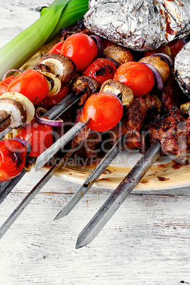 Kebab cooked on skewers