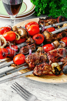 Kebab cooked on skewers