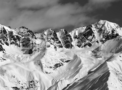 Black and white winter high mountains
