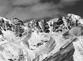 Black and white winter high mountains