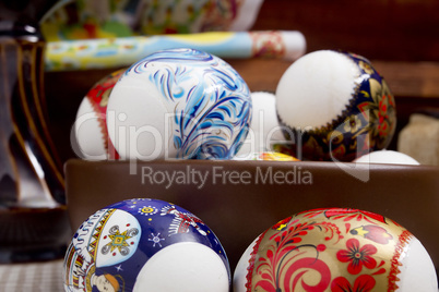 Easter eggs in a clay plate