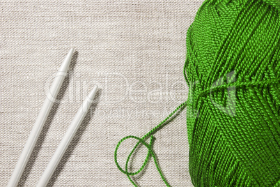 Green thread and needles