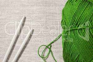 Green thread and needles