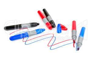 set of markers isolated on white background