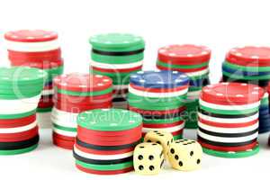 casino chips and dices