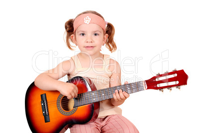 young girl play guitar